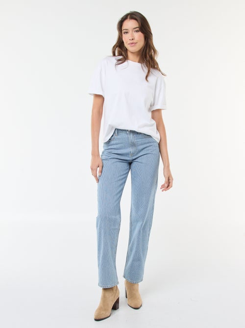 Regular Fit Cotton-Blend Jeans with Stripes - Kiabi