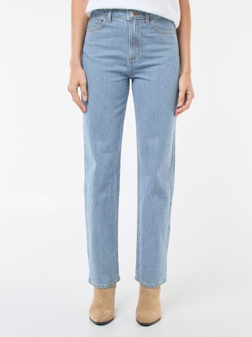 Regular Fit Cotton-Blend Jeans with Stripes - Kiabi