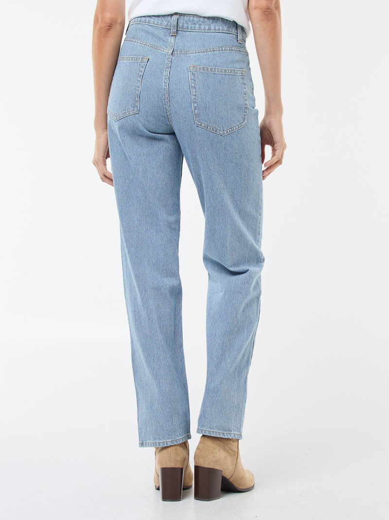 Regular Fit Cotton-Blend Jeans with Stripes Blue - Kiabi