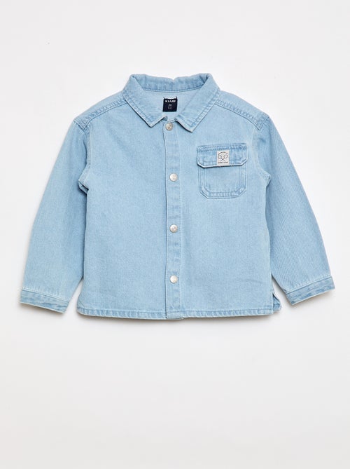 Regular Fit Denim Shirt in Cotton - Kiabi Regular Fit Denim Shirt in Cotton - Kiabi