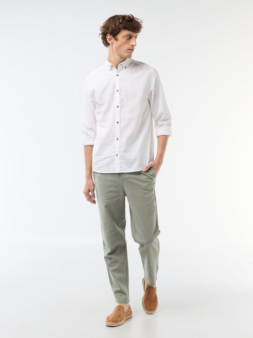 Regular Fit Linen Blend Chino Trousers - Kiabi