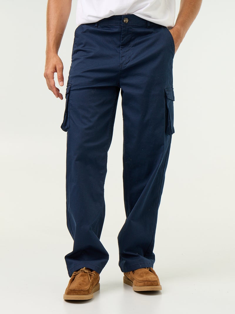 Regular Fit Multi-Pocket Trousers Blue - Kiabi