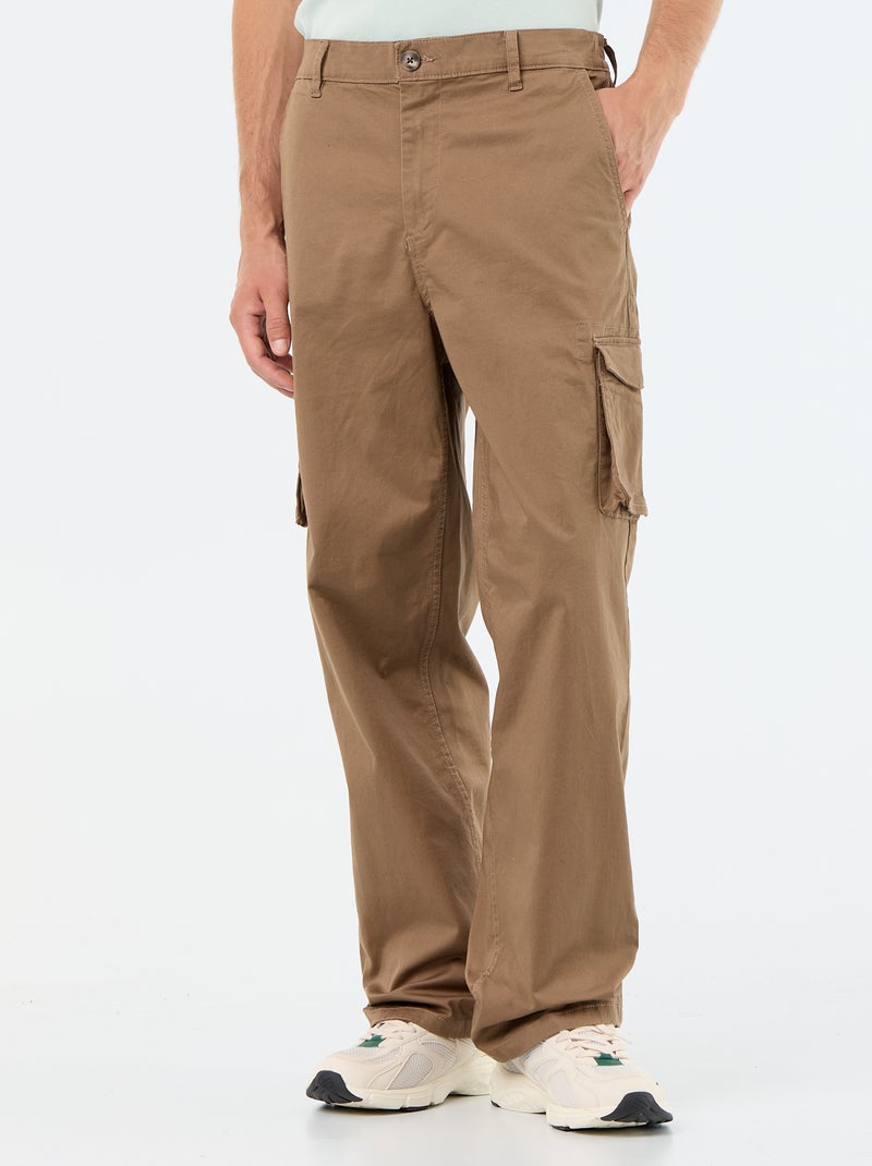 Regular Fit Multi-Pocket Trousers Brown - Kiabi