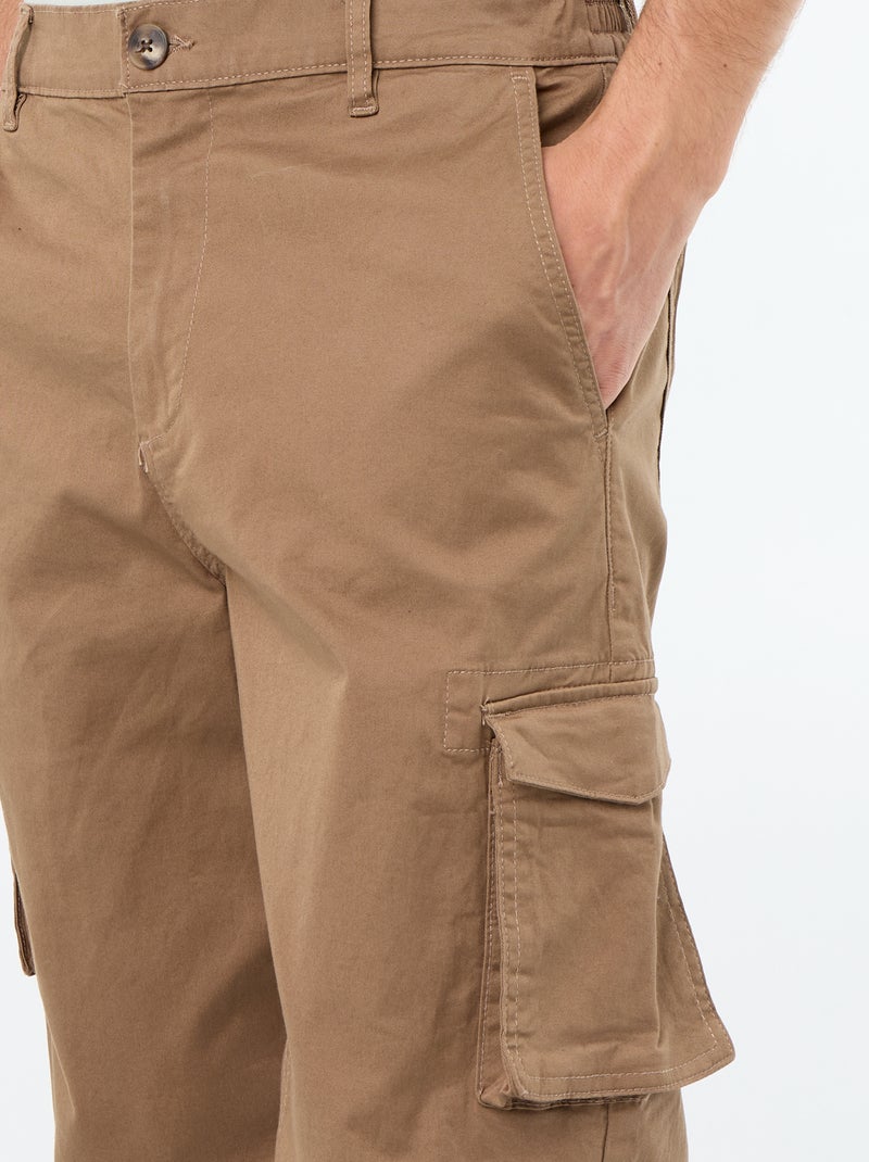 Regular Fit Multi-Pocket Trousers Brown - Kiabi