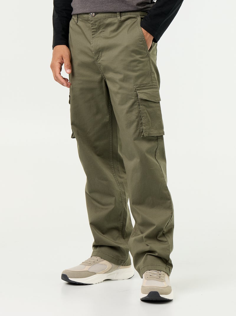 Regular Fit Multi-Pocket Trousers Green - Kiabi