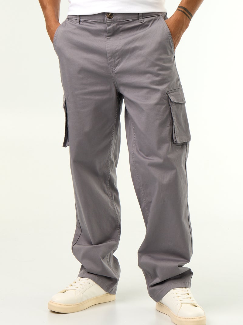 Regular Fit Multi-Pocket Trousers Grey - Kiabi