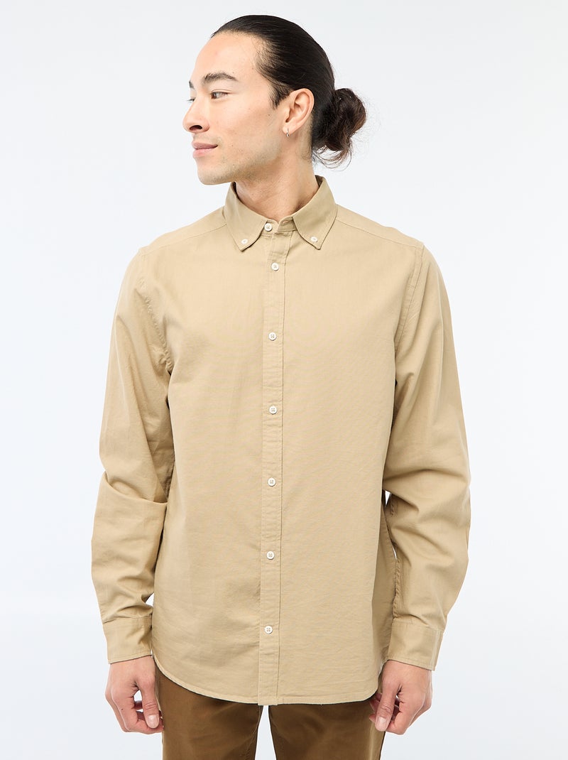 Regular Fit Oxford-Hemd Beige - Kiabi