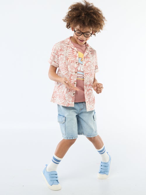 Regular Fit Short-Sleeve Cotton Shirt - Kiabi