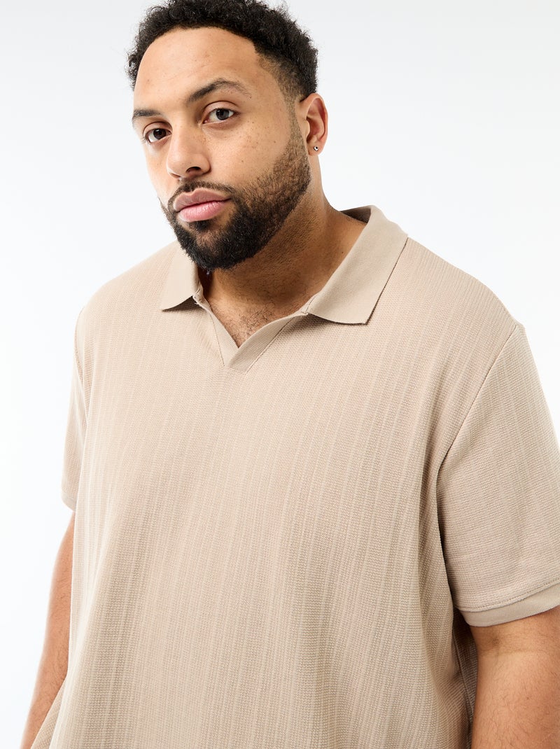 Regular Fit Short-Sleeve Polo Shirt Beige - Kiabi