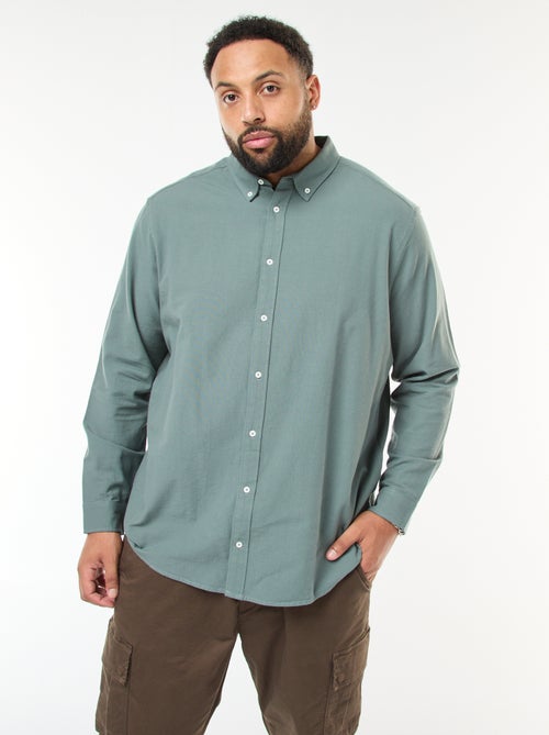 Regular Fit Solid Oxford Shirt - Kiabi