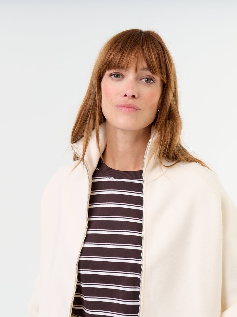 Reissverschluss-Strickjacke mit Stehkragen Beige - Kiabi