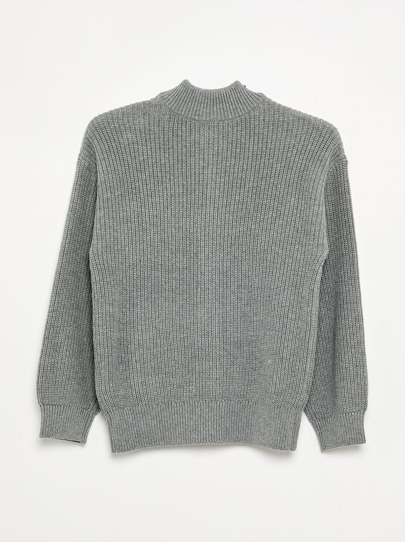 Reissverschluss-Strickjacke mit Stehkragen Grau - Kiabi