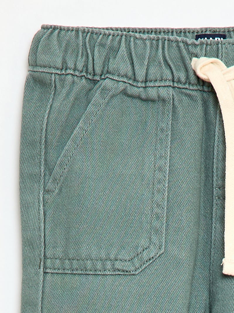 Relaxed Fit Plain Trousers Green - Kiabi
