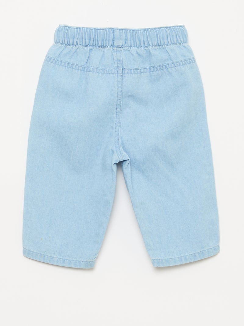 Relaxed Fit Plain Trousers with 2 Patch Pockets Blue - Kiabi