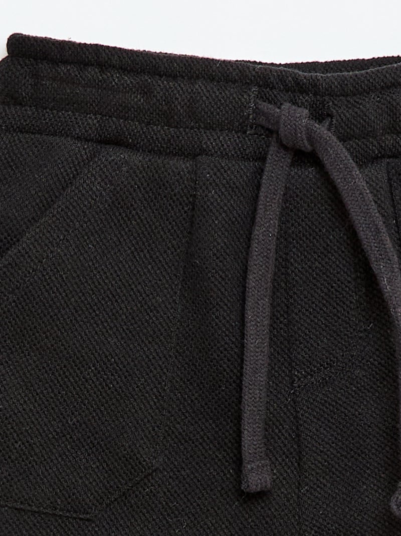 Relaxed Piqué Knit Trousers Black - Kiabi