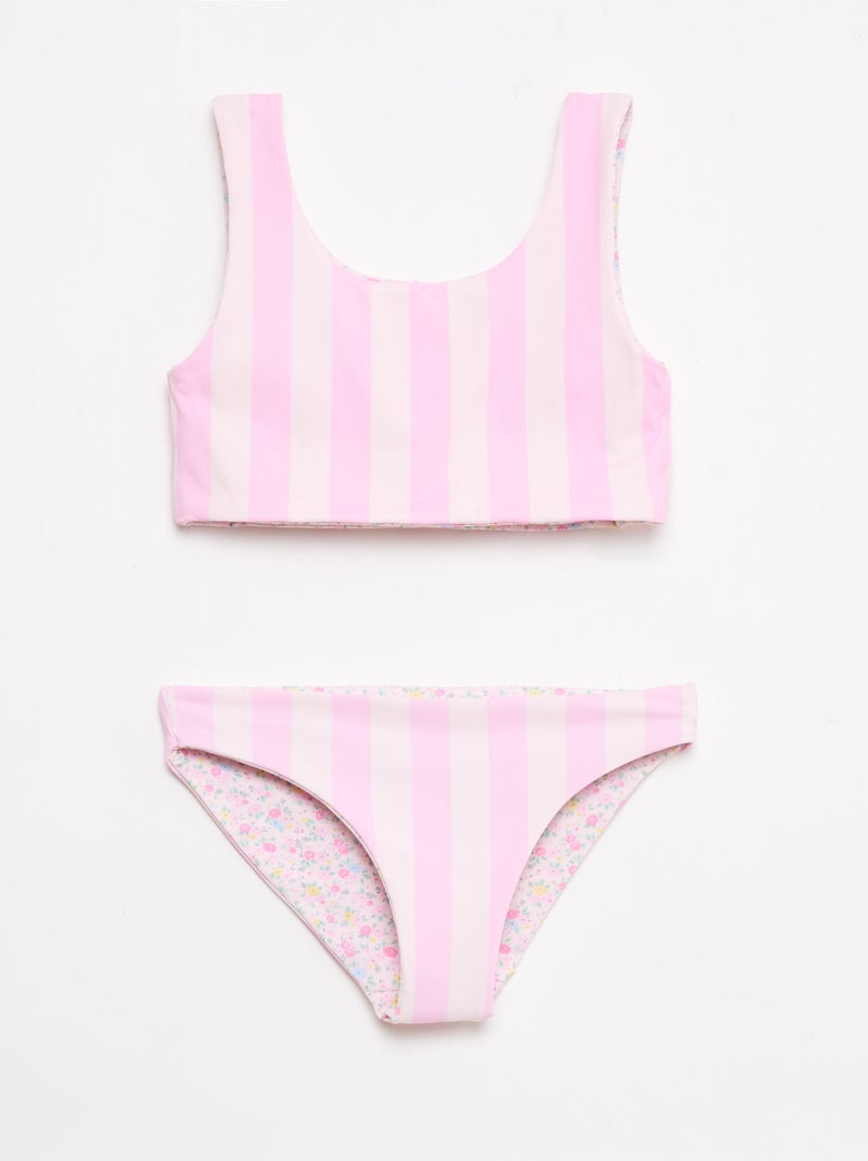 Reversible Floral Swimsuit - 2 Piece Pink - Kiabi