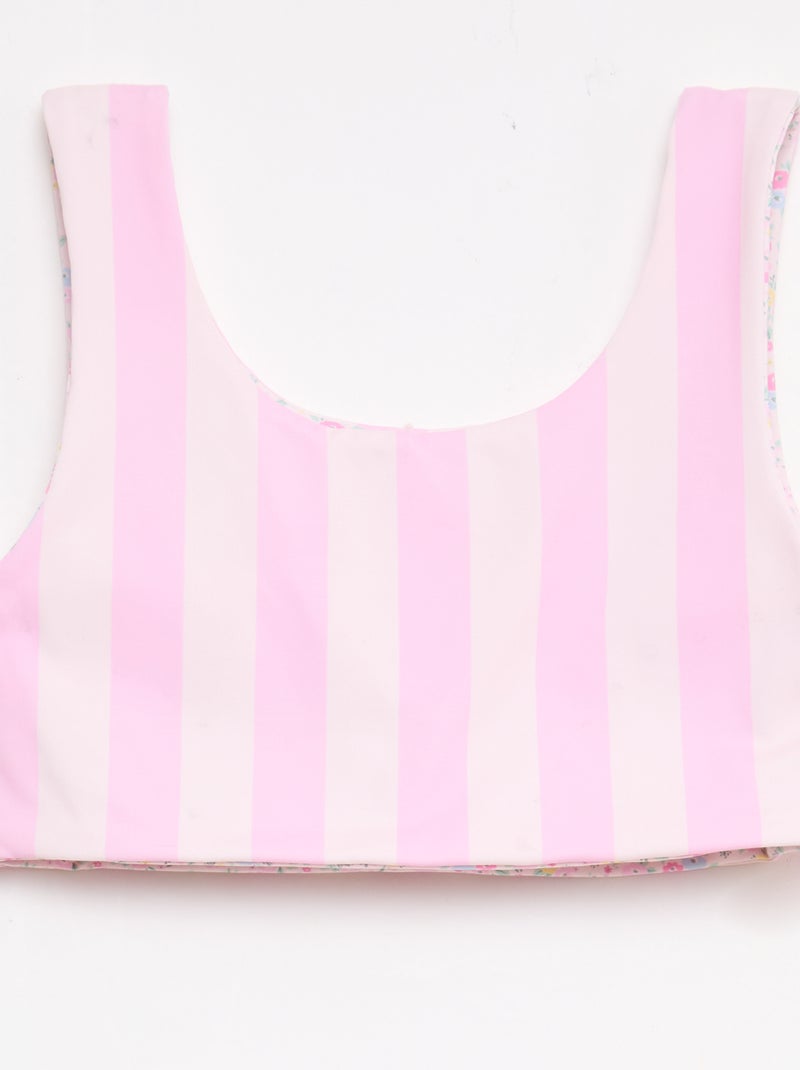 Reversible Floral Swimsuit - 2 Piece Pink - Kiabi