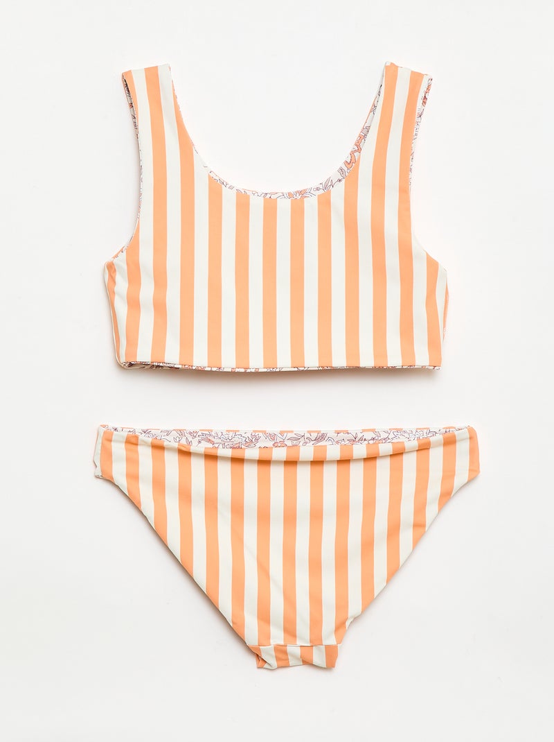 Reversible Floral Swimsuit - 2 Piece White - Kiabi