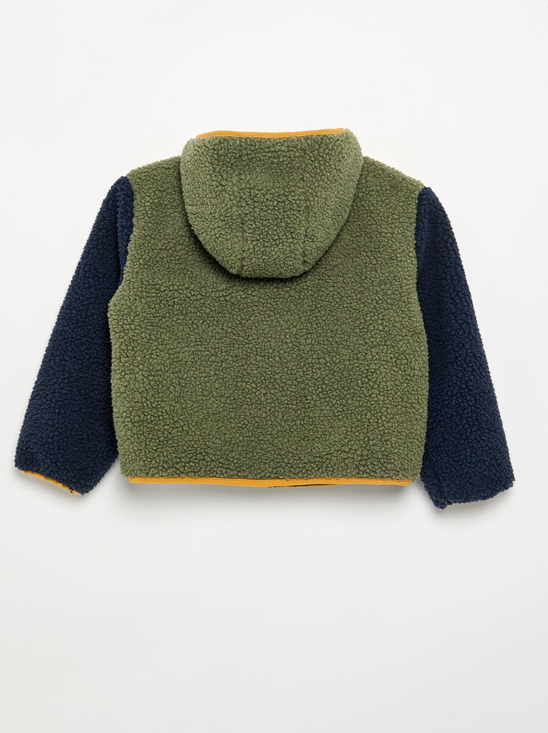 Reversible jacket with one faux sheepskin side Khaki - Kiabi