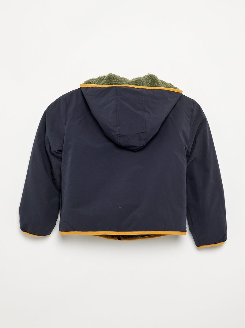 Reversible jacket with one faux sheepskin side Khaki - Kiabi