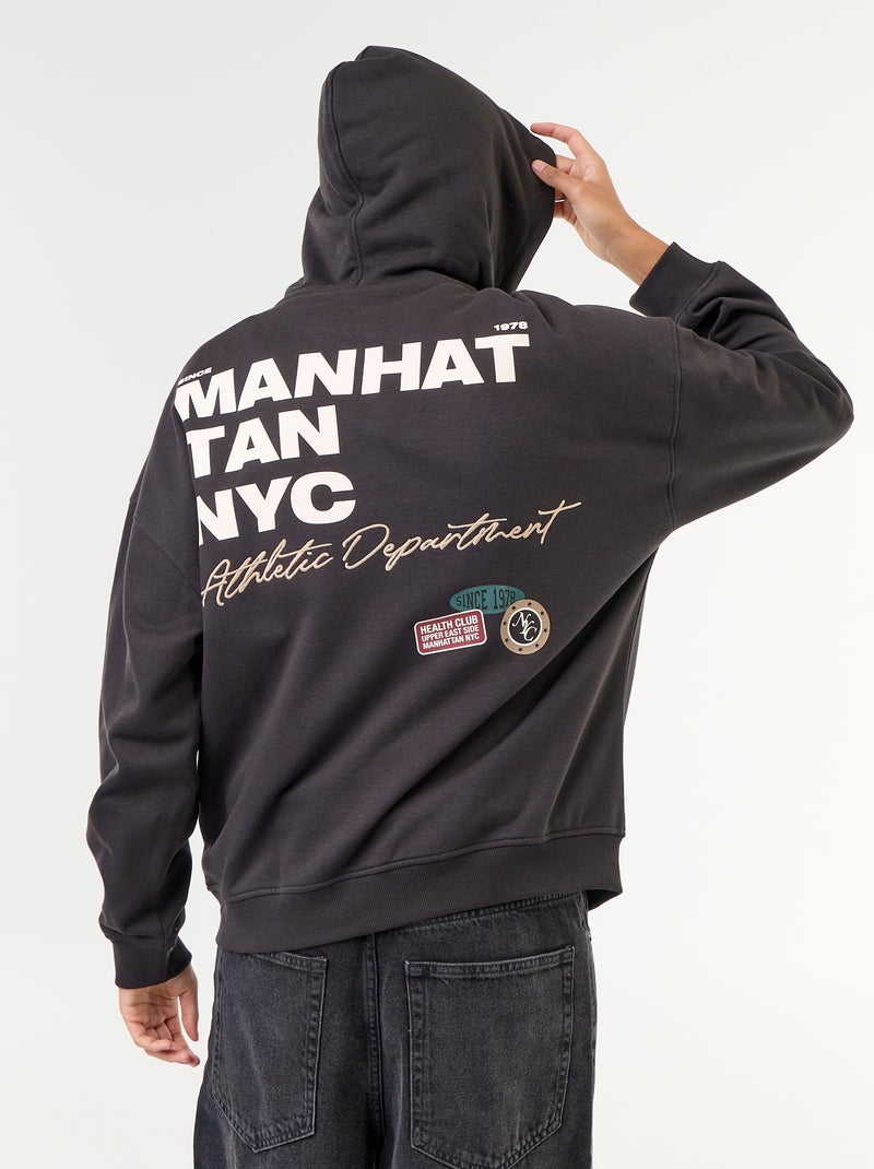 Reversible print hooded sweatshirt Black - Kiabi