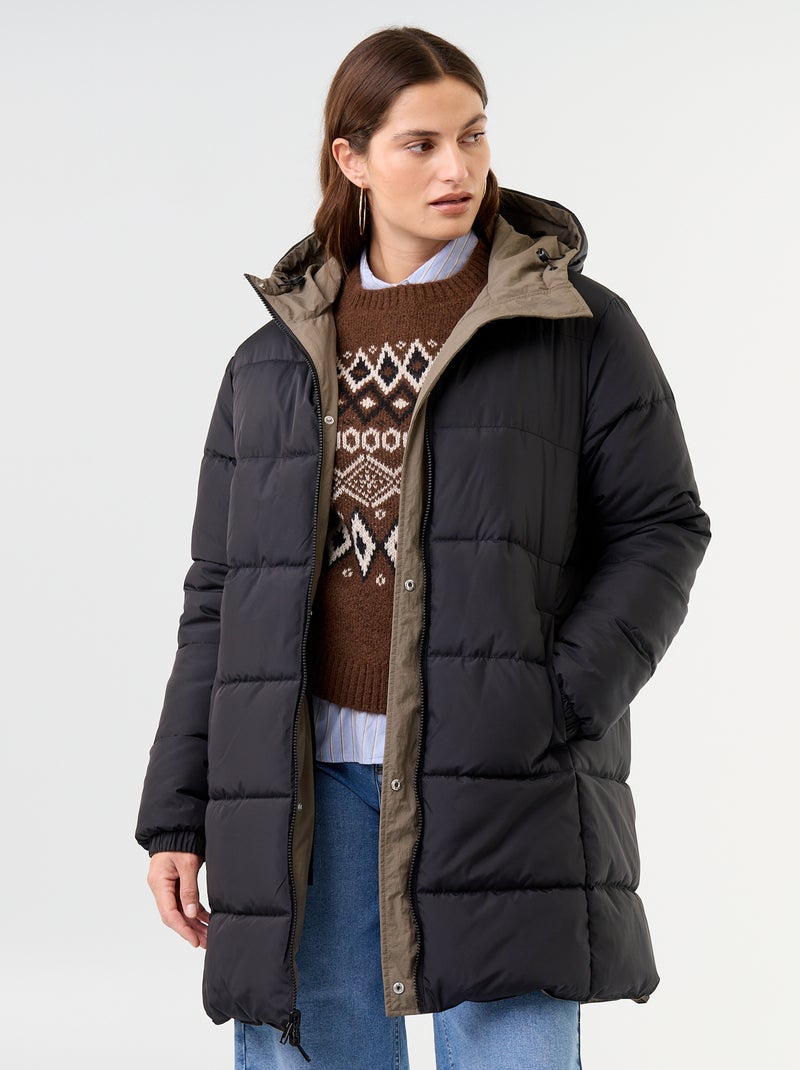 Reversibler langer Parka Khaki - Kiabi