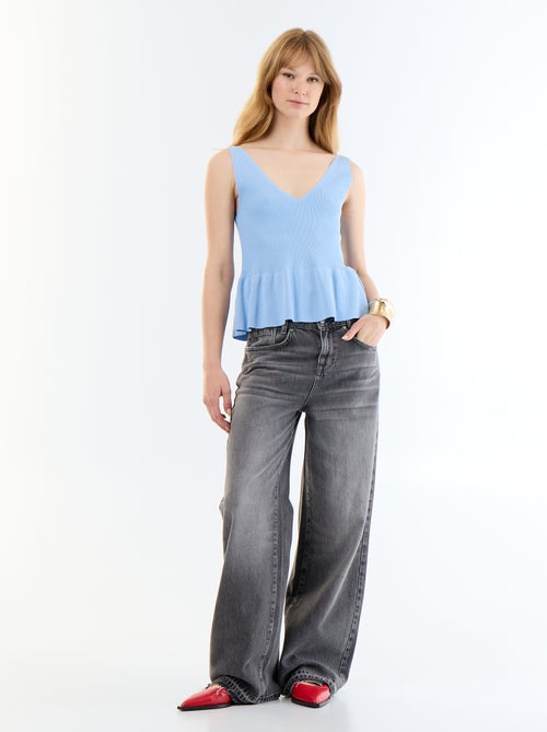 Rib-knit peplum top - Kiabi