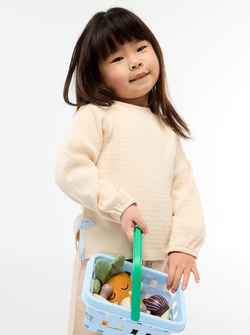 Rib-knit T-shirt with decorative knot details - Kiabi