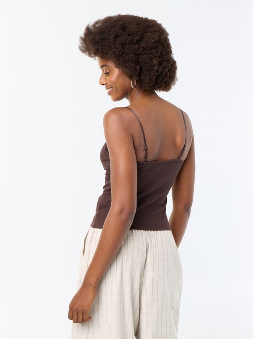Ribbed Camisole with Straps - Kiabi Ribbed Camisole with Straps - Kiabi