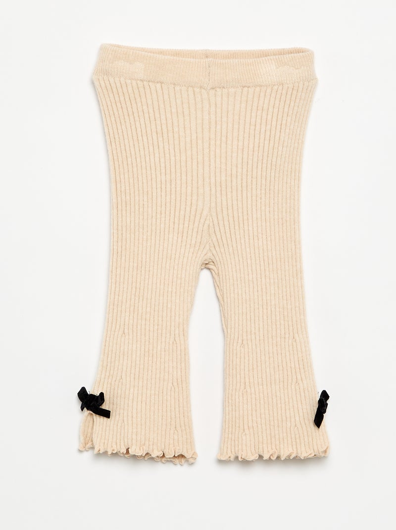 Ribbed Compact Knit Leggings Beige - Kiabi