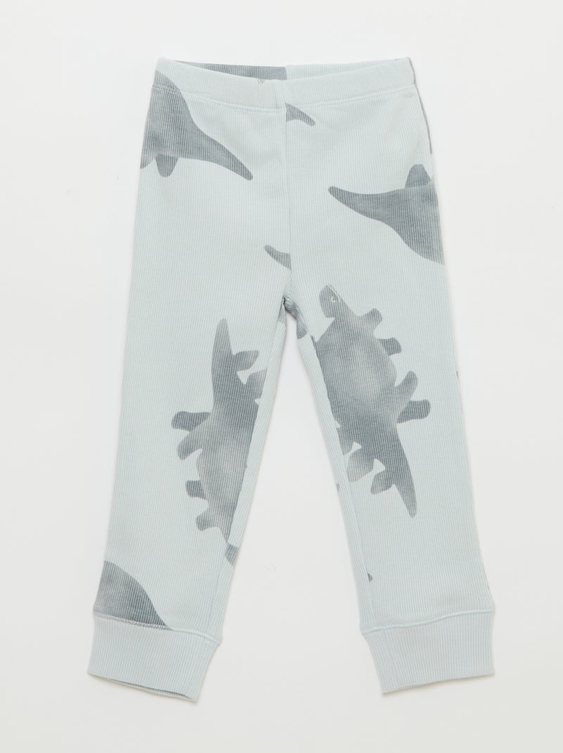 Ribbed Cotton Pajama Set - 2 Pieces Grey - Kiabi