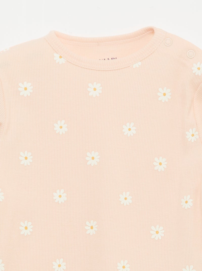 Ribbed Cotton Pajama Set - 2 Pieces Pink - Kiabi