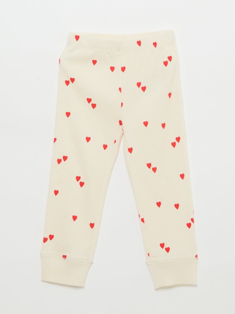 Ribbed Cotton Pajama Set - 2 Pieces White - Kiabi