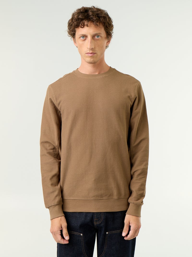 Ribbed Fine-Gauge Knit Sweater Brown - Kiabi