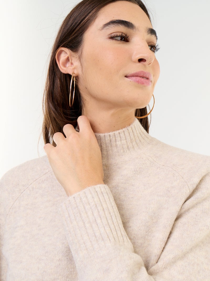 Ribbed High-Neck Jumper Beige - Kiabi