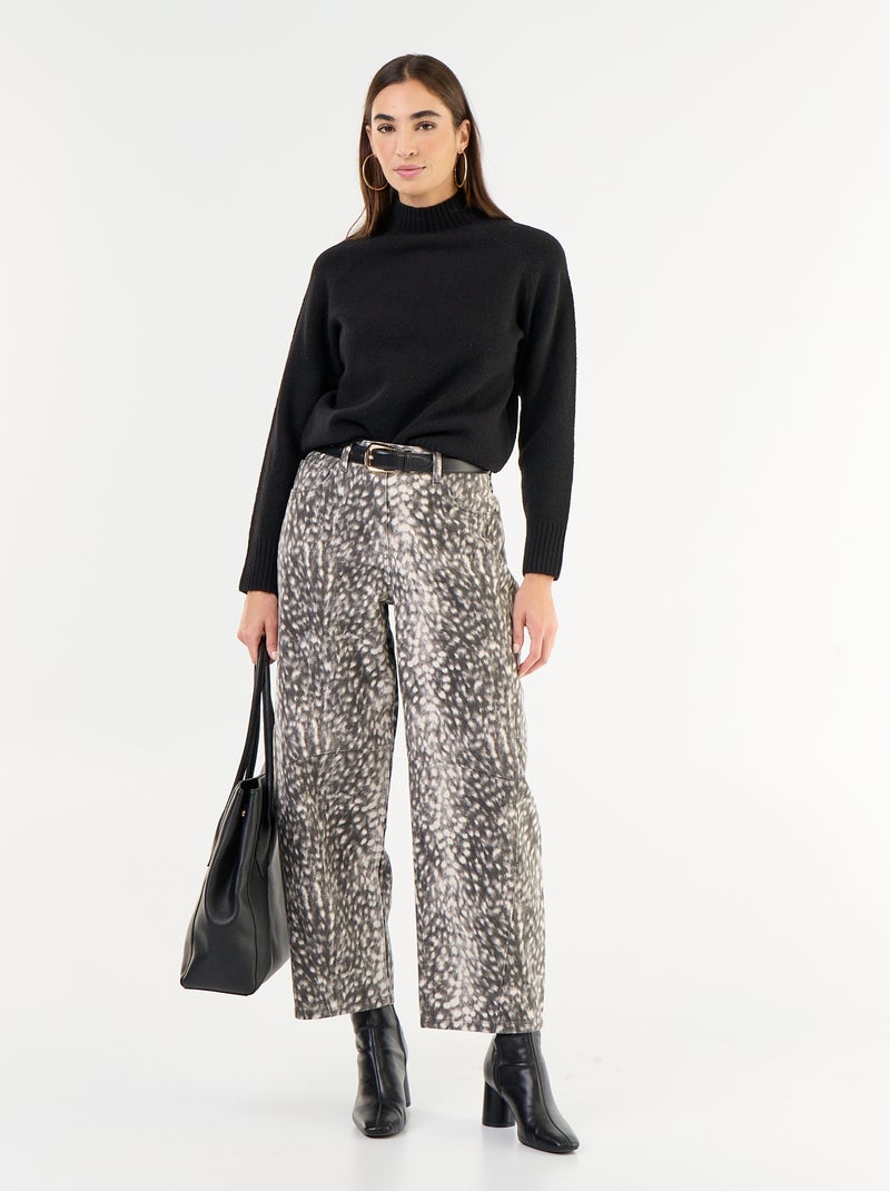 Ribbed High-Neck Jumper Black - Kiabi