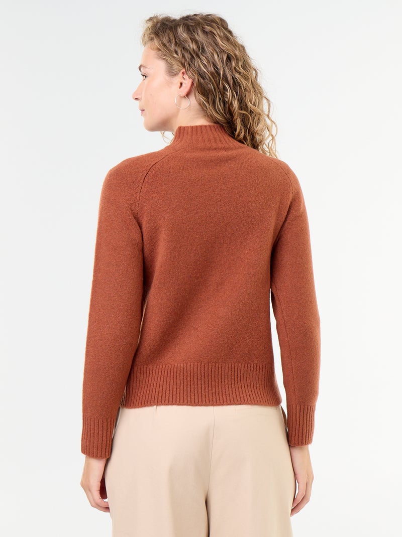 Ribbed High-Neck Jumper Orange - Kiabi
