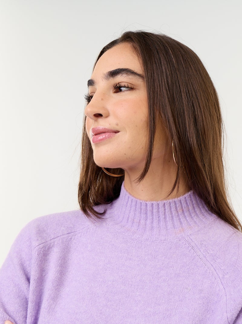 Ribbed High-Neck Jumper Purple - Kiabi