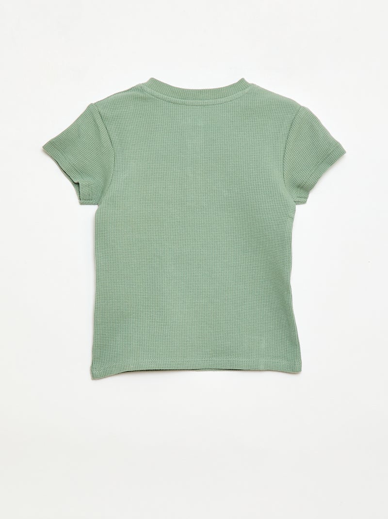 Ribbed Knit 2-Piece Short Pajama Set Green - Kiabi