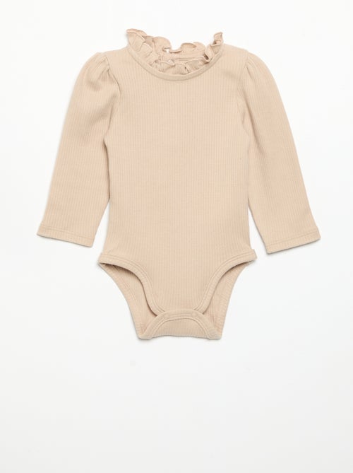 Ribbed Knit Bodysuit with Decorative Collar - Kiabi