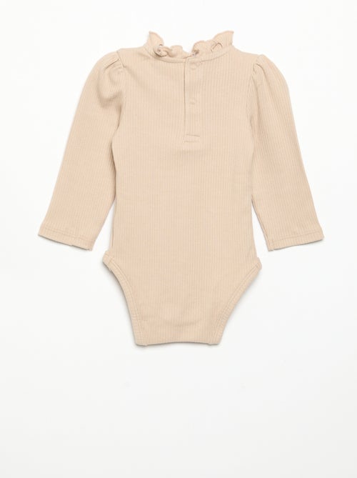 Ribbed Knit Bodysuit with Decorative Collar - Kiabi