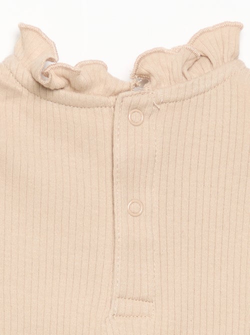Ribbed Knit Bodysuit with Decorative Collar - Kiabi