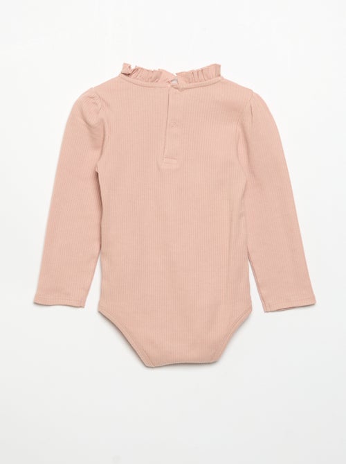 Ribbed Knit Bodysuit with Decorative Collar - Kiabi Ribbed Knit Bodysuit with Decorative Collar - Kiabi
