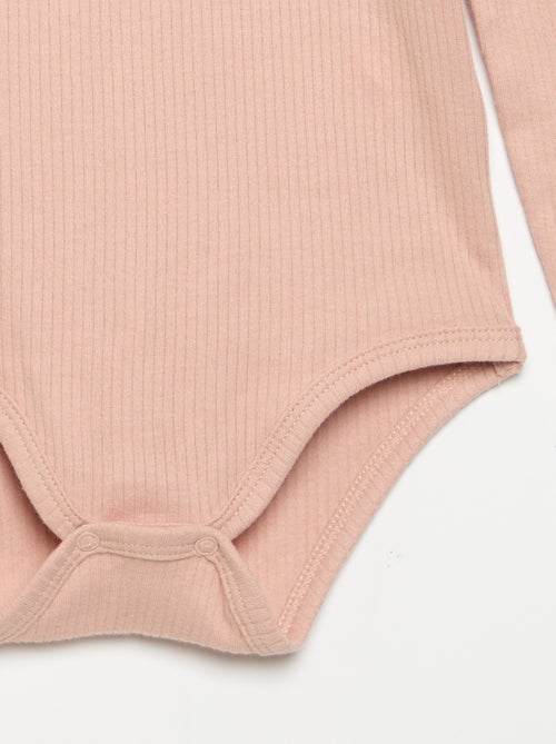 Ribbed Knit Bodysuit with Decorative Collar - Kiabi Ribbed Knit Bodysuit with Decorative Collar - Kiabi