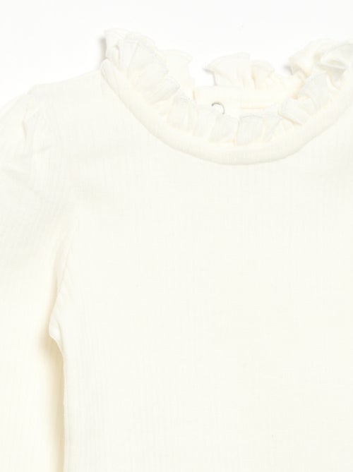 Ribbed Knit Bodysuit with Decorative Collar - Kiabi Ribbed Knit Bodysuit with Decorative Collar - Kiabi