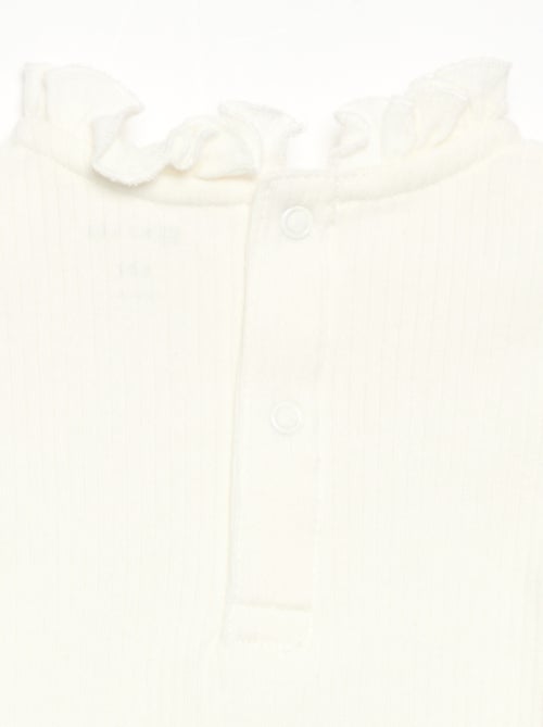 Ribbed Knit Bodysuit with Decorative Collar - Kiabi Ribbed Knit Bodysuit with Decorative Collar - Kiabi