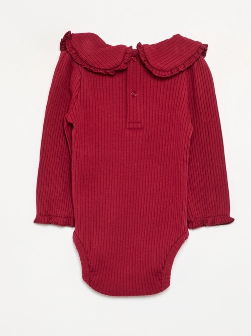 Ribbed Knit Bodysuit with Peter Pan Collar - Kiabi