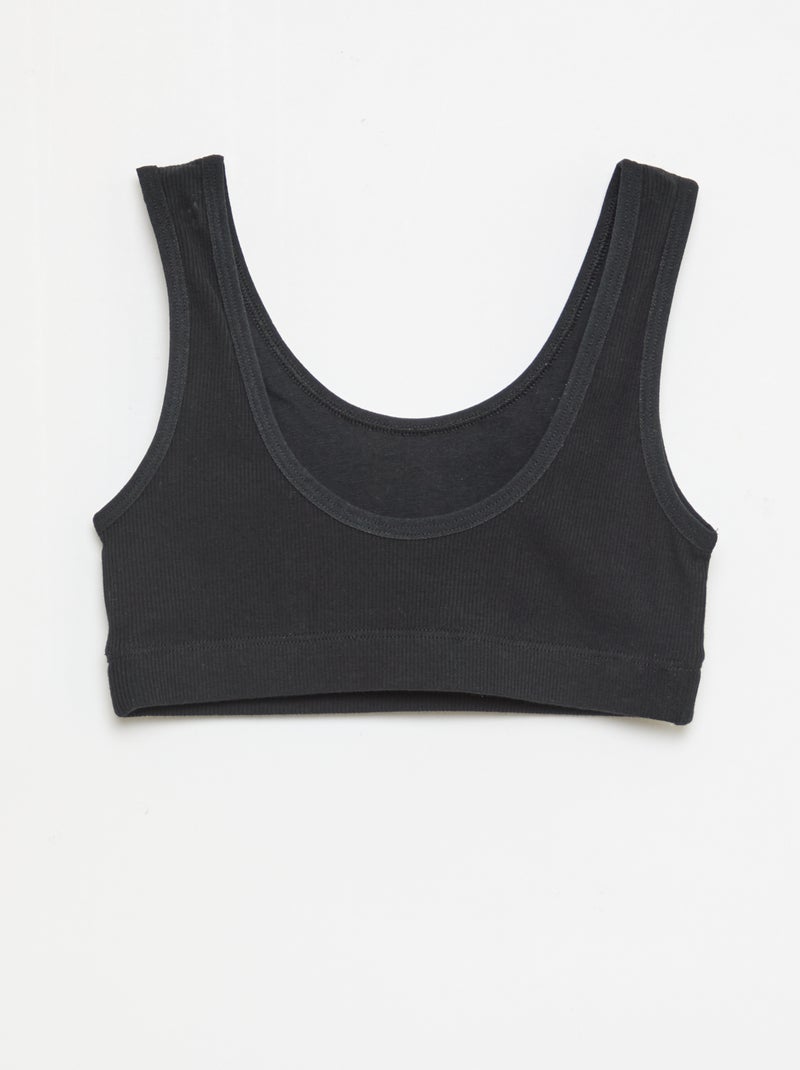 Ribbed Knit Bralette Set Black - Kiabi
