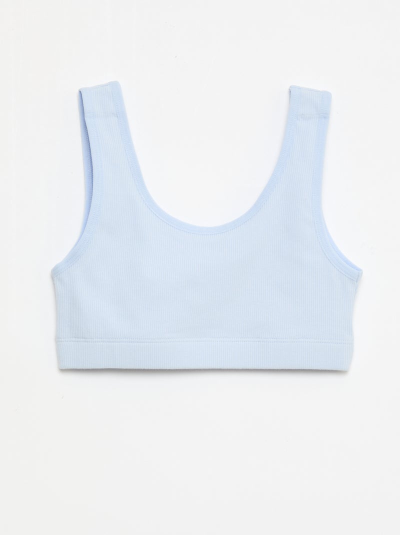 Ribbed Knit Bralette Set Blue - Kiabi