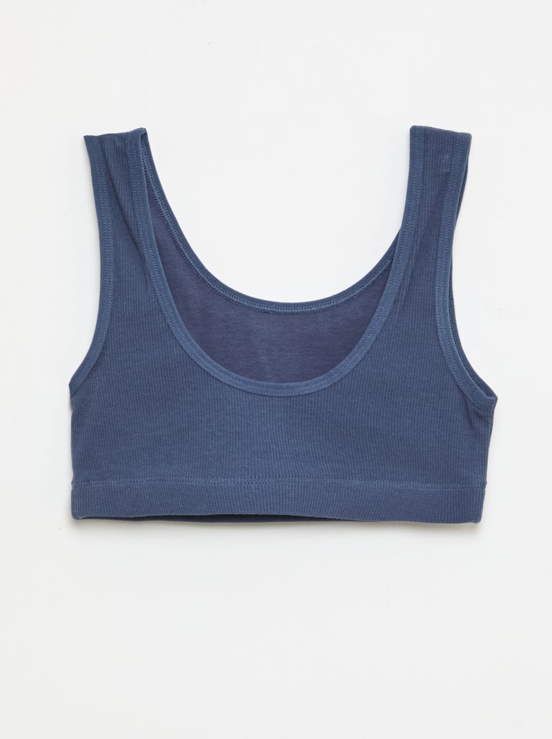 Ribbed Knit Bralette Set Blue - Kiabi